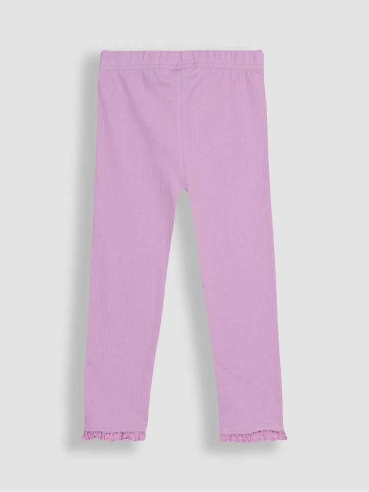 JoJo Maman Bébé Fuchsia Pink 2-Pack Rib Leggings - Image 4 of 4 JoJo Maman Bébé Fuchsia Pink 2-Pack Rib Leggings - Image 4 of 4