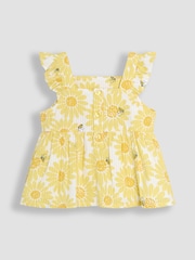 Gelb, Sonnenblumenprint - JoJo Maman Bébé 2-Piece Frill Shoulder Top & Short Set - Image 3 of 6