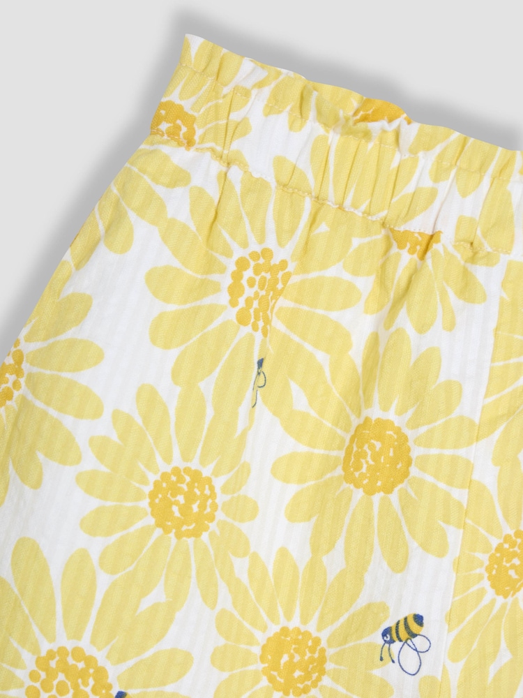 Gelb, Sonnenblumenprint - JoJo Maman Bébé 2-Piece Frill Shoulder Top & Short Set - Image 5 of 6