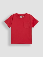 JoJo Maman Bébé Blue Beach Checkerboard 100% Cotton Printed & Plain T-Shirts 2 Pack - Image 4 of 5