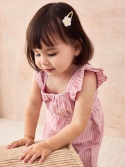 Rosa Seersucker Streifen - Jojo Maman Bébé Jumpsuit mit Rüschenärmeln - Image 1 of 6
