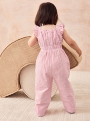 Rosa Seersucker Streifen - Jojo Maman Bébé Jumpsuit mit Rüschenärmeln - Image 2 of 6