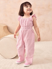 Rosa Seersucker Streifen - Jojo Maman Bébé Jumpsuit mit Rüschenärmeln - Image 3 of 6