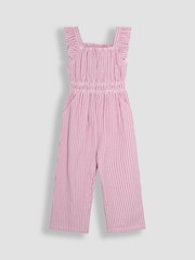 Rosa Seersucker Streifen - Jojo Maman Bébé Jumpsuit mit Rüschenärmeln - Image 4 of 6