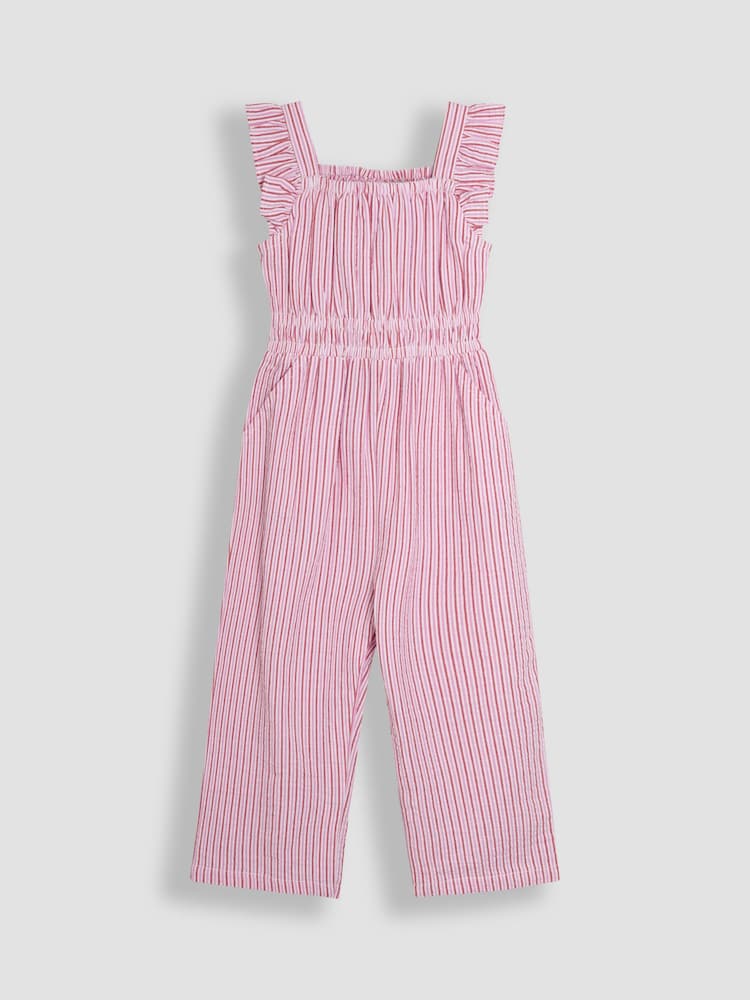 Rosa Seersucker Streifen - Jojo Maman Bébé Jumpsuit mit Rüschenärmeln - Image 4 of 6