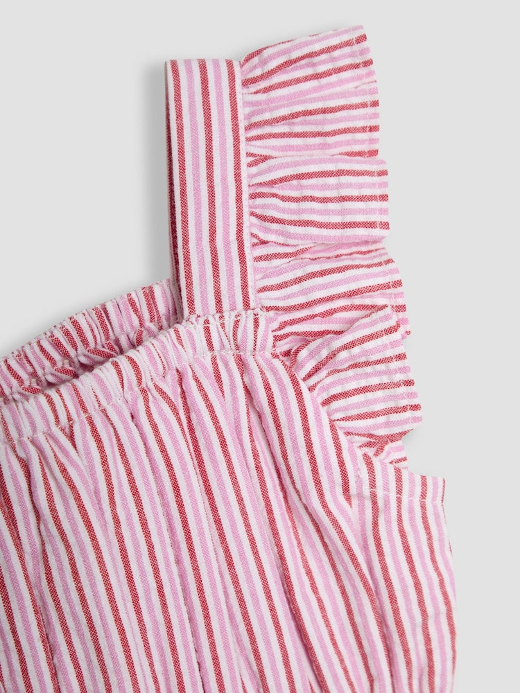 Rosa Seersucker Streifen - Jojo Maman Bébé Jumpsuit mit Rüschenärmeln - Image 6 of 6