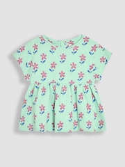 JoJo Maman Bébé Green Floral Print Drop Shoulder T-Shirts 2 Pack - Image 2 of 9