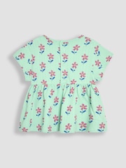JoJo Maman Bébé Green Floral Print Drop Shoulder T-Shirts 2 Pack - Image 3 of 9
