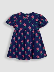 JoJo Maman Bébé Cornflower Blue Floral Print Wrap Dress - Image 1 of 3