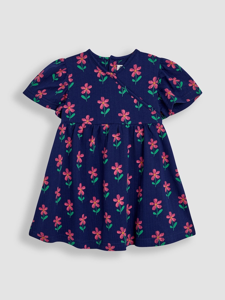 JoJo Maman Bébé Cornflower Blue Floral Print Wrap Dress - Image 1 of 3
