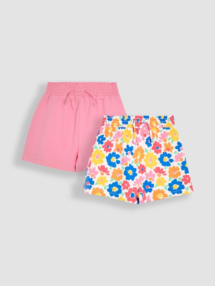 JoJo Maman Bébé Fucshia Pink Floral 2-Pack Pretty Shorts - Image 1 of 5