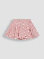 JoJo Maman Bébé Pink Daisy Smocked 100% Cotton T-Shirt & Skort Set 2 Piece - Image 3 of 3