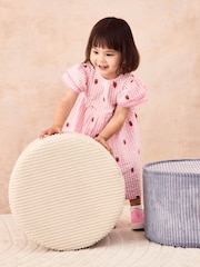 JoJo Maman Bébé Pink Strawberry Embroidered Gingham Double Frill Shoulder Dress - Image 2 of 7