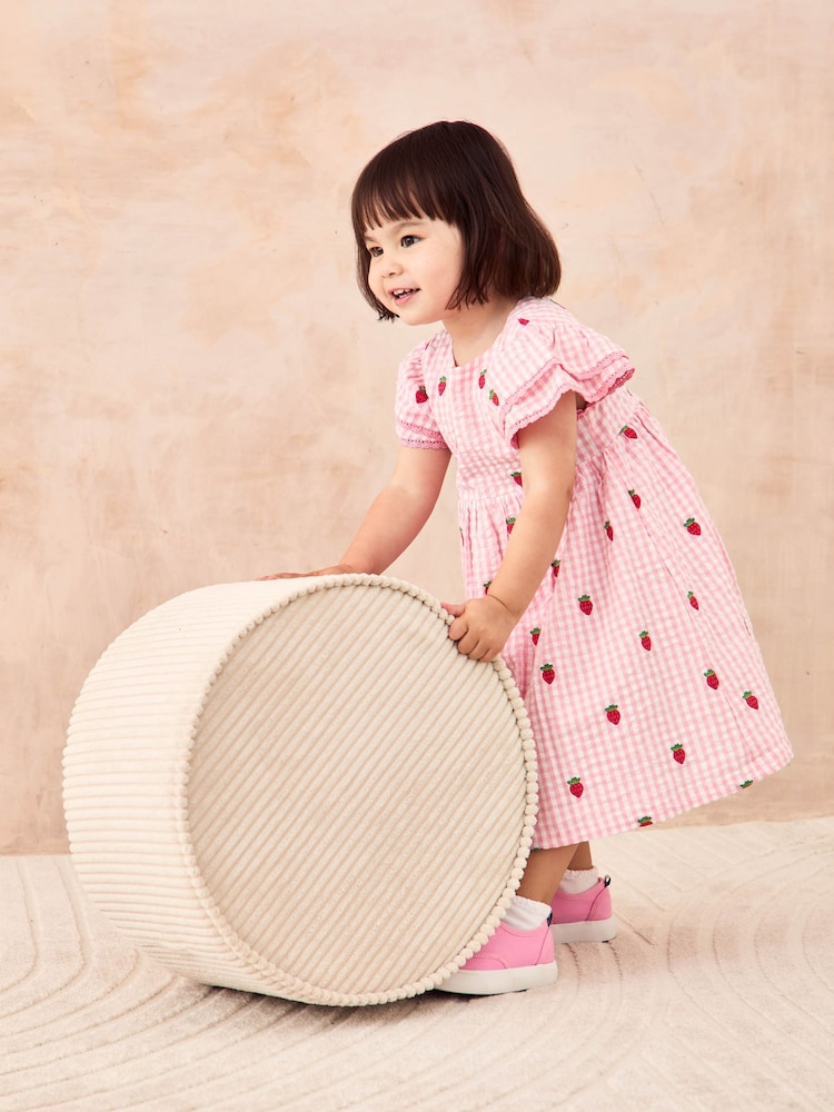 Buy JoJo Maman Bb Pink Strawberry Embroidered Gingham Double Frill Shoulder Dress from Next USA Buy JoJo Maman Bb Pink Strawberry Embroidered Gingham Double Frill Shoulder Dress from Next USA