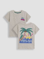JoJo Maman Bébé Natural Tropical Island Back Printed T-Shirt - Image 1 of 7