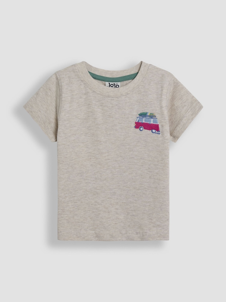 JoJo Maman Bébé Natural Tropical Island Back Printed T-Shirt - Image 2 of 7