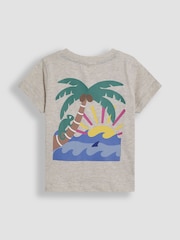 JoJo Maman Bébé Natural Tropical Island Back Printed T-Shirt - Image 3 of 7