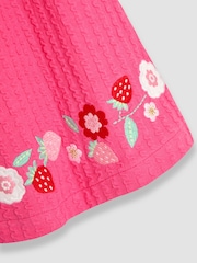 JoJo Maman Bébé Pink Embroidered Frill Sleeve T-Shirt & Shorts Set 2 Piece - Image 6 of 7