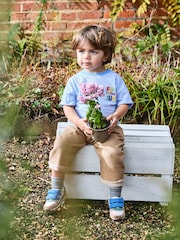 JoJo Maman Bébé Blue Fun In The Sun Back Printed 100% Cotton T-Shirt - Image 5 of 6