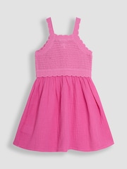 JoJo Maman Bébé Pink Crochet & Cheesecloth Combo Summer Dress - Image 2 of 3