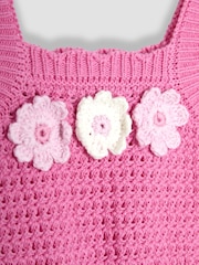 JoJo Maman Bébé Pink Crochet & Cheesecloth Combo Summer Dress - Image 3 of 3