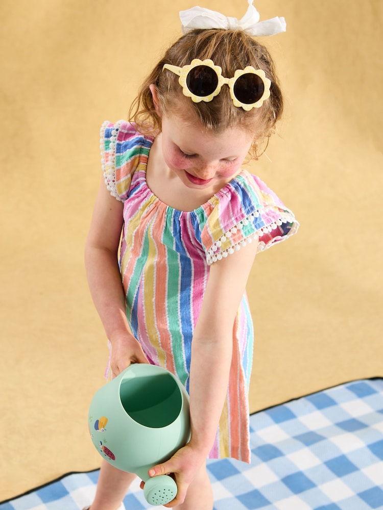 JoJo Maman Bébé Rainbow Stripe Pretty Gathered Playsuit - Image 1 of 5