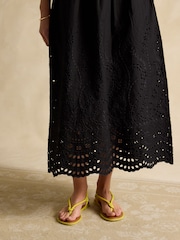 Joules Reid Black Cotton Broderie Midi Dress - Image 5 of 7