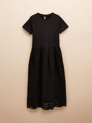 Joules Reid Black Cotton Broderie Midi Dress - Image 7 of 7