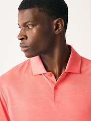 Coral Orange Active Golf Mesh Training Polo Shirt - Image 1 of 7