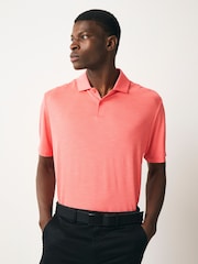 Coral Orange Active Golf Mesh Training Polo Shirt - Image 2 of 7