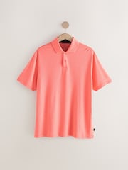 Coral Orange Active Golf Mesh Training Polo Shirt - Image 5 of 7