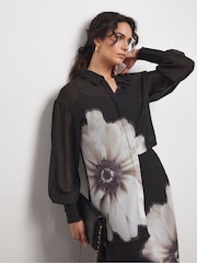 Joanna Hope Chiffon Black Shirt - Image 1 of 4