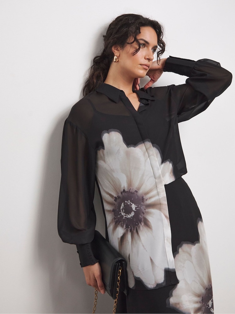 Joanna Hope Chiffon Black Shirt - Image 1 of 4