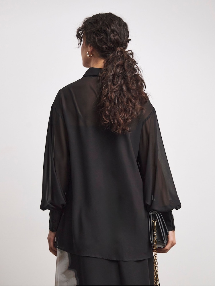Joanna Hope Chiffon Black Shirt - Image 4 of 4