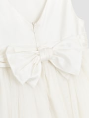 JoJo Maman Bébé Cream Girl Satin Flower Dress With Satin Sash - Image 9 of 9