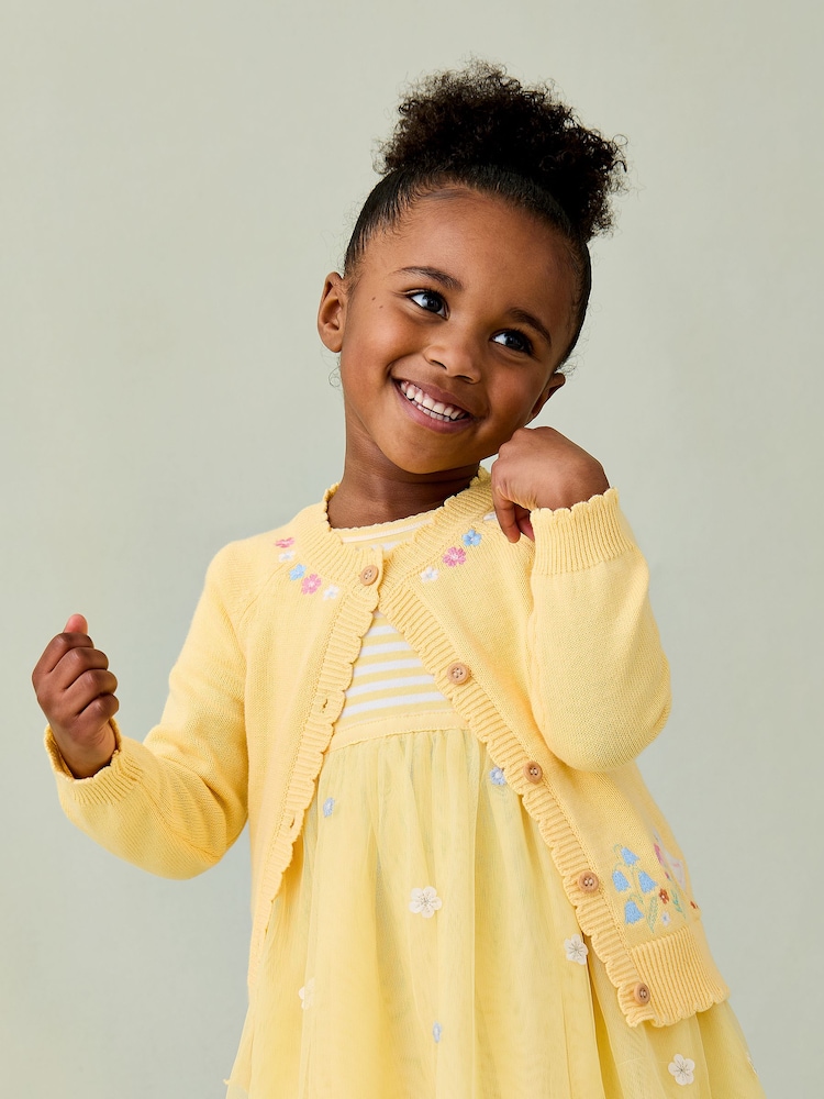 JoJo Maman Bébé Yellow Duck Embroidered Character Cardigan - Image 1 of 8