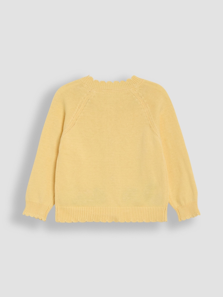 JoJo Maman Bébé Yellow Duck Embroidered Character Cardigan - Image 2 of 8