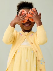 JoJo Maman Bébé Yellow Duck Embroidered Character Cardigan - Image 3 of 8