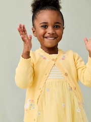 JoJo Maman Bébé Yellow Duck Embroidered Character Cardigan - Image 4 of 8