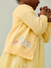 JoJo Maman Bébé Yellow Duck Embroidered Character Cardigan - Image 5 of 8
