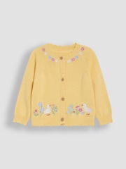 JoJo Maman Bébé Yellow Duck Embroidered Character Cardigan - Image 6 of 8