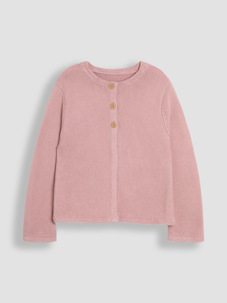 JoJo Maman Bébé Rose Pink Classic 100% Cotton Cardigan - Image 1 of 3