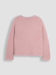 JoJo Maman Bébé Rose Pink Classic 100% Cotton Cardigan - Image 2 of 3