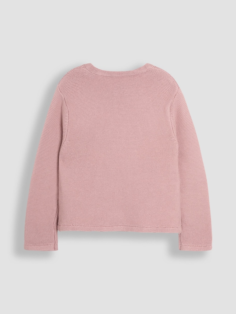 JoJo Maman Bébé Rose Pink Classic 100% Cotton Cardigan - Image 2 of 3