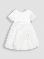 JoJo Maman Bébé Cream Embroidered Lace Flower Girl Dress With Satin Sash - Image 7 of 10