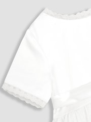 JoJo Maman Bébé Cream Embroidered Lace Flower Girl Dress With Satin Sash - Image 9 of 10