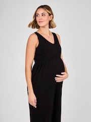 JoJo Maman Bébé Black Maternity Wide Leg Jersey Jumpsuit - Image 3 of 4