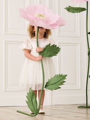 JoJo Maman Bébé Cream Balloon Sleeve Satin Sash Flower Girl Dress - Image 2 of 7