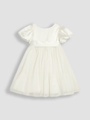JoJo Maman Bébé Cream Balloon Sleeve Satin Sash Flower Girl Dress - Image 4 of 7