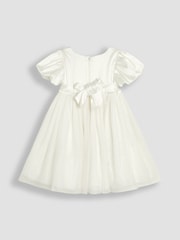 JoJo Maman Bébé Cream Balloon Sleeve Satin Sash Flower Girl Dress - Image 6 of 7